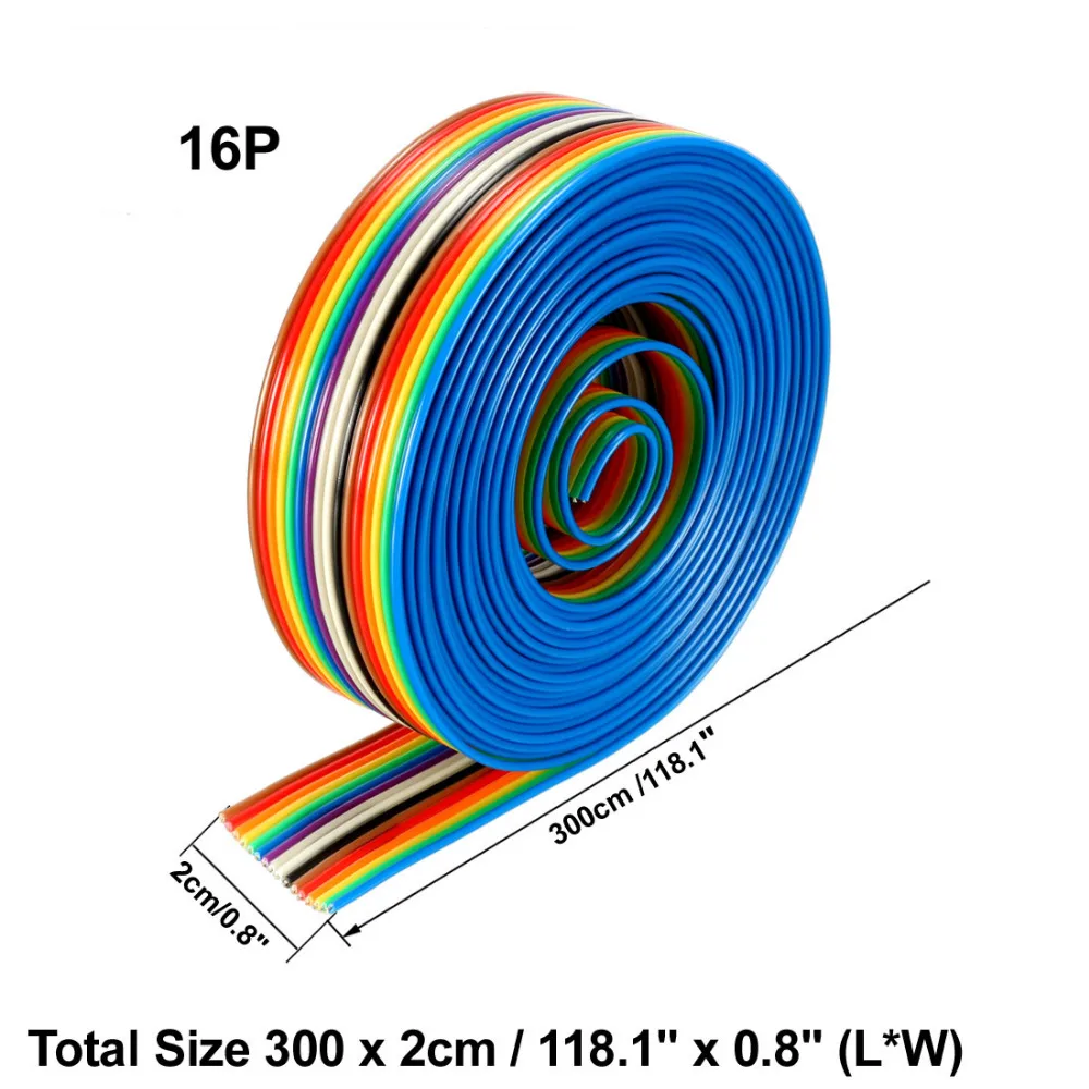 Uxcell Радуга Цвет 3 м длиной в 1 м 1,27 мм перемычка проволока лента кабель макет DIY ленты плоский кабель 30 P 40 P 26 P 20 P 16 P