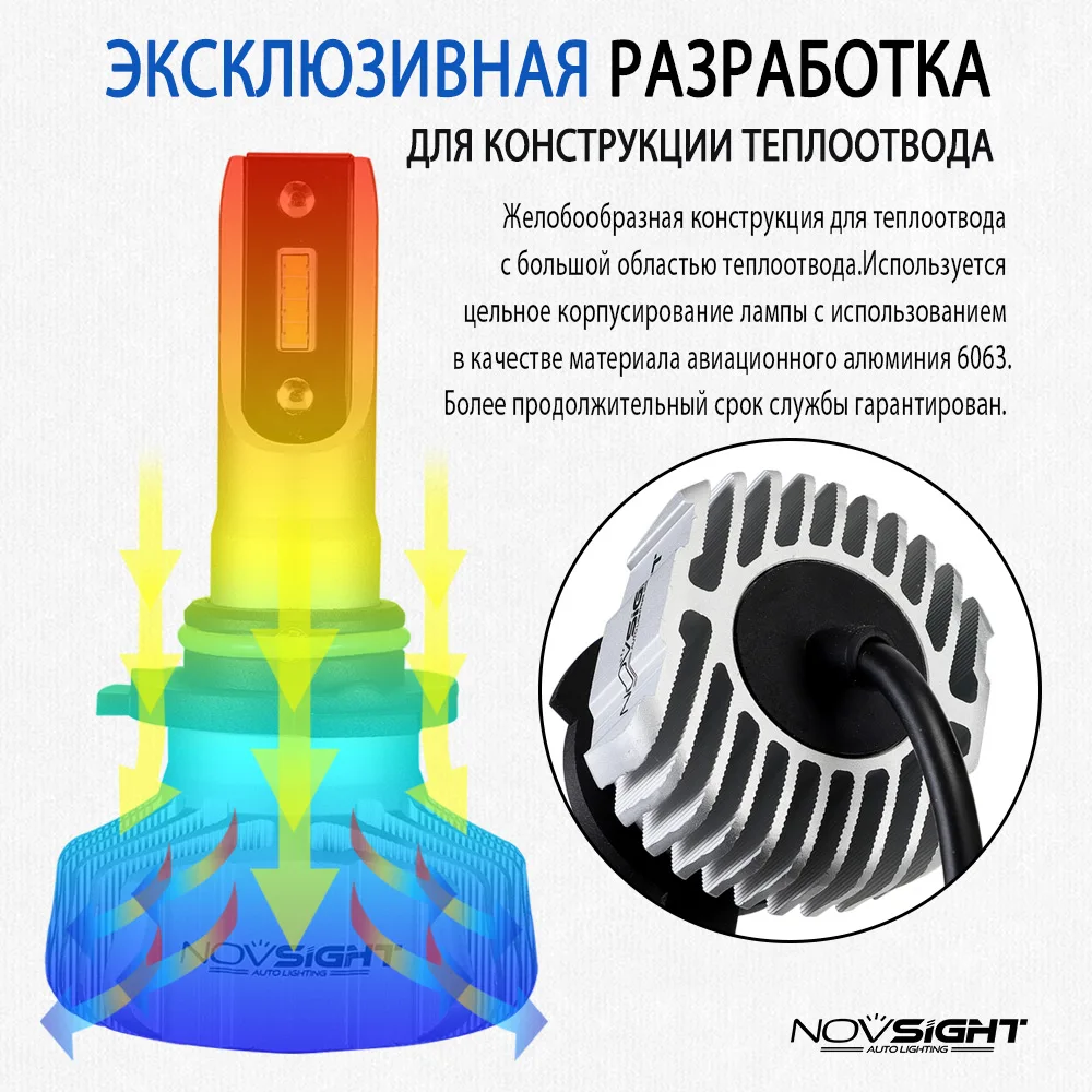 Автомобильные фары головного света Novsight, светодиодная лампа h7,  h4, h11,9005, цветовая температура 6500K, мощность 50 Вт, 10000 лм