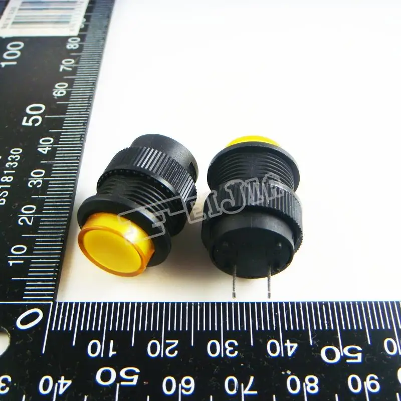 

R16-503B Button color Yellow 1A/250V 2Pin Non Self-locking Push Button Switch (Self reset switch)10Pcs/lot