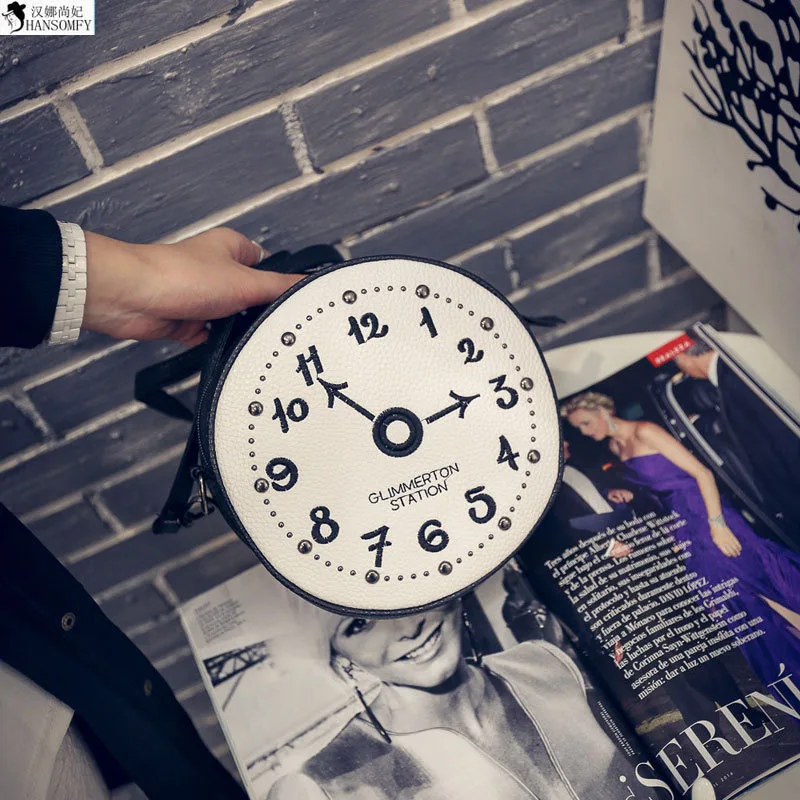 HANSOMFY 2015 New Personalized Embroidery Art Bag Satchel Bag Clock Korean Fashion All Match Bangalor