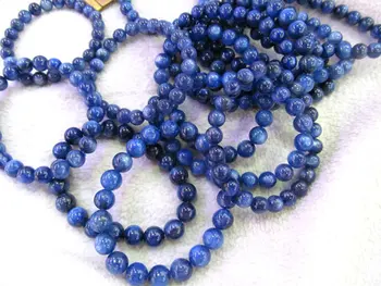 

Genuine Kyanite bracelet 6-12mm 8inch Natural Kyanite Gemstone Round Dark blue flashy Evil eyes Beads kyanite bracelet