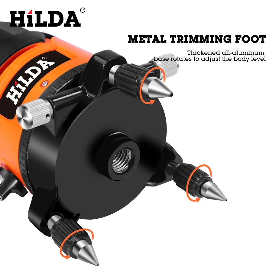 HILDA 5 Lines 6 Points Laser Level Self-leveling Horizontal&Vertical 360 Degree Adjustment Rotary Cross Laser Line Leveling