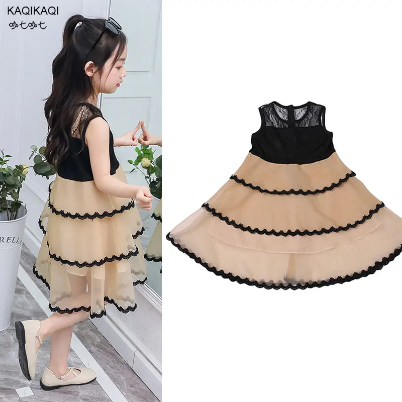 

New Girl Summer Dress Sling Big Kid Vest Pure Color A Lady Foreign Gas Children Dresses Girls Dress Dance 3 4 5 6 8-12 Years Old