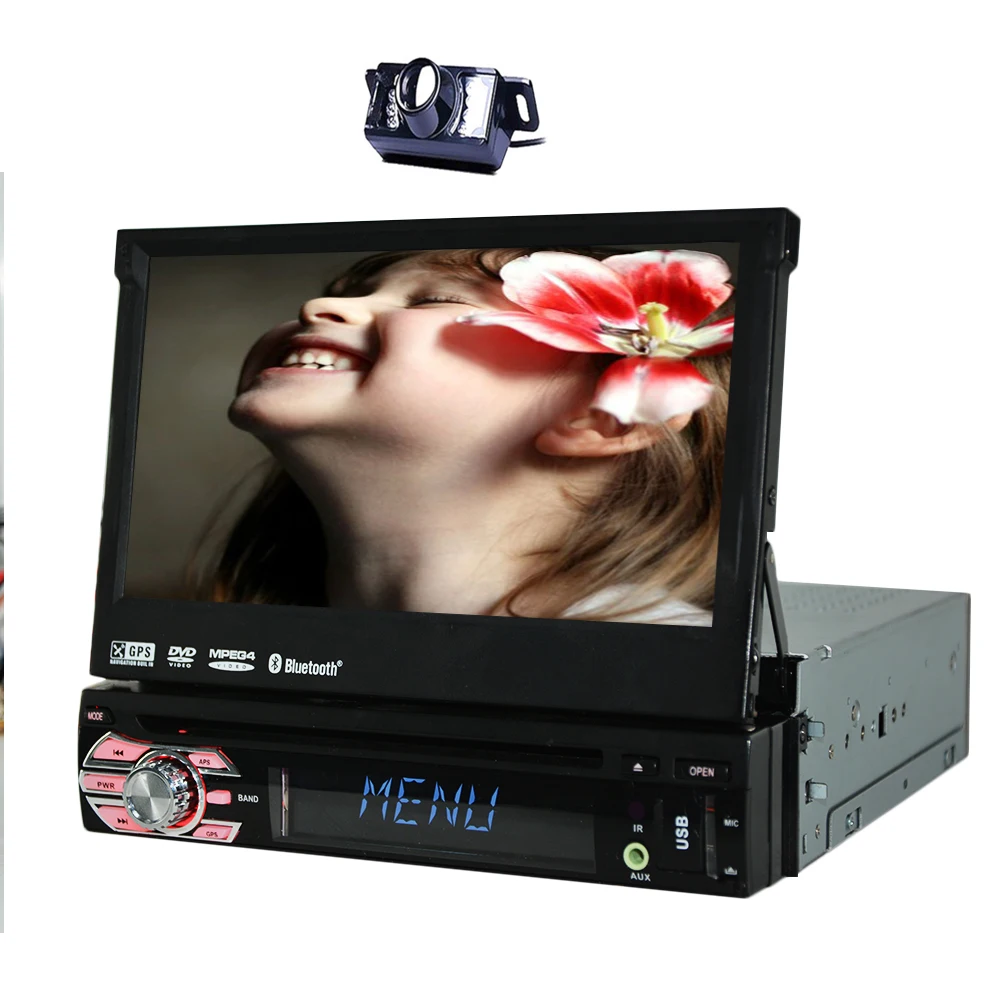 Perfect Single 1 DIN Universal 7" Car GPS Navigation DVD Player Radio Stereo Multimedia Touch screen ipod USB+Free Camera+8GB MAP Card 2