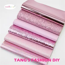 6pcs-alta calidad nuevo estilo de mezcla de color rosa oscuro conjunto de cuero de PU/conjunto de cuero sintético/DIY tela de cuero artificial