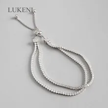 Lukeni Лидер продаж S925 стерлингового серебра микроинкрустация циркония двухслойные регулируемые браслеты для девочек в подарок ювелирные изделия