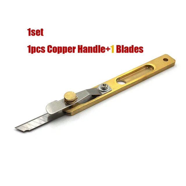 1 Pcs Durable leather cutting knife DIY Leather Cut Tools Incision Craft Knife Copper Trimming Knife with Blade Leather - Цвет: 1 Hand and 1Blades