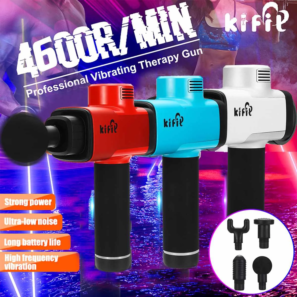 

4600r/min Vibrating Therapy Guns Low Noise 4 Massage Head Smart Timer Body Massager Gym Muscle Stimulator Relaxar Equipment