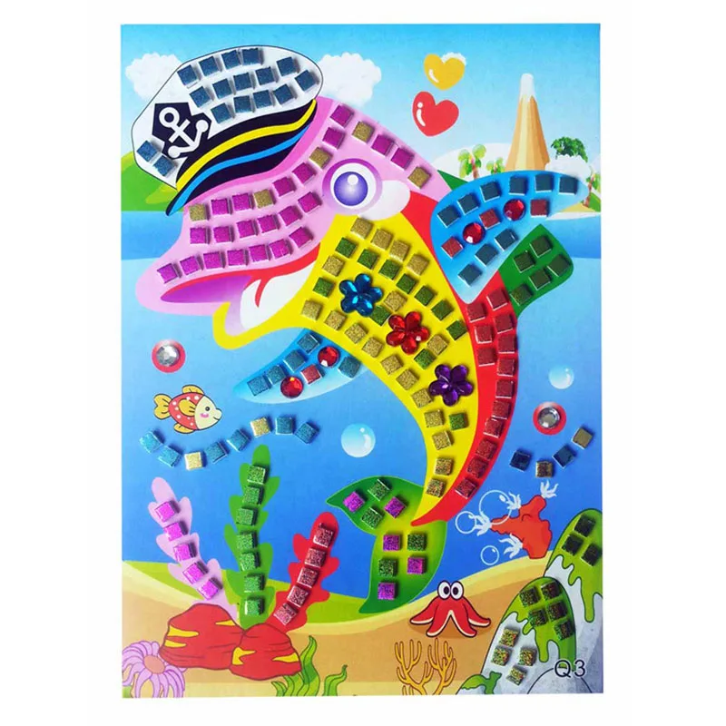 HOT SALE 12 Colors 3D Children Puzzle DIY Crystal Mosaic Sticker Kids Children Kindergarten Educational Arts and Crafts Toys 16