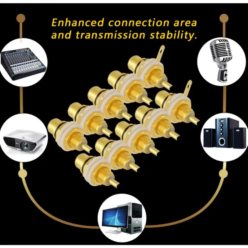 WALFRONT 10 шт./лот Позолоченный разъем RCA Женский Панель терминал разъем шасси HIFI аудио разъем