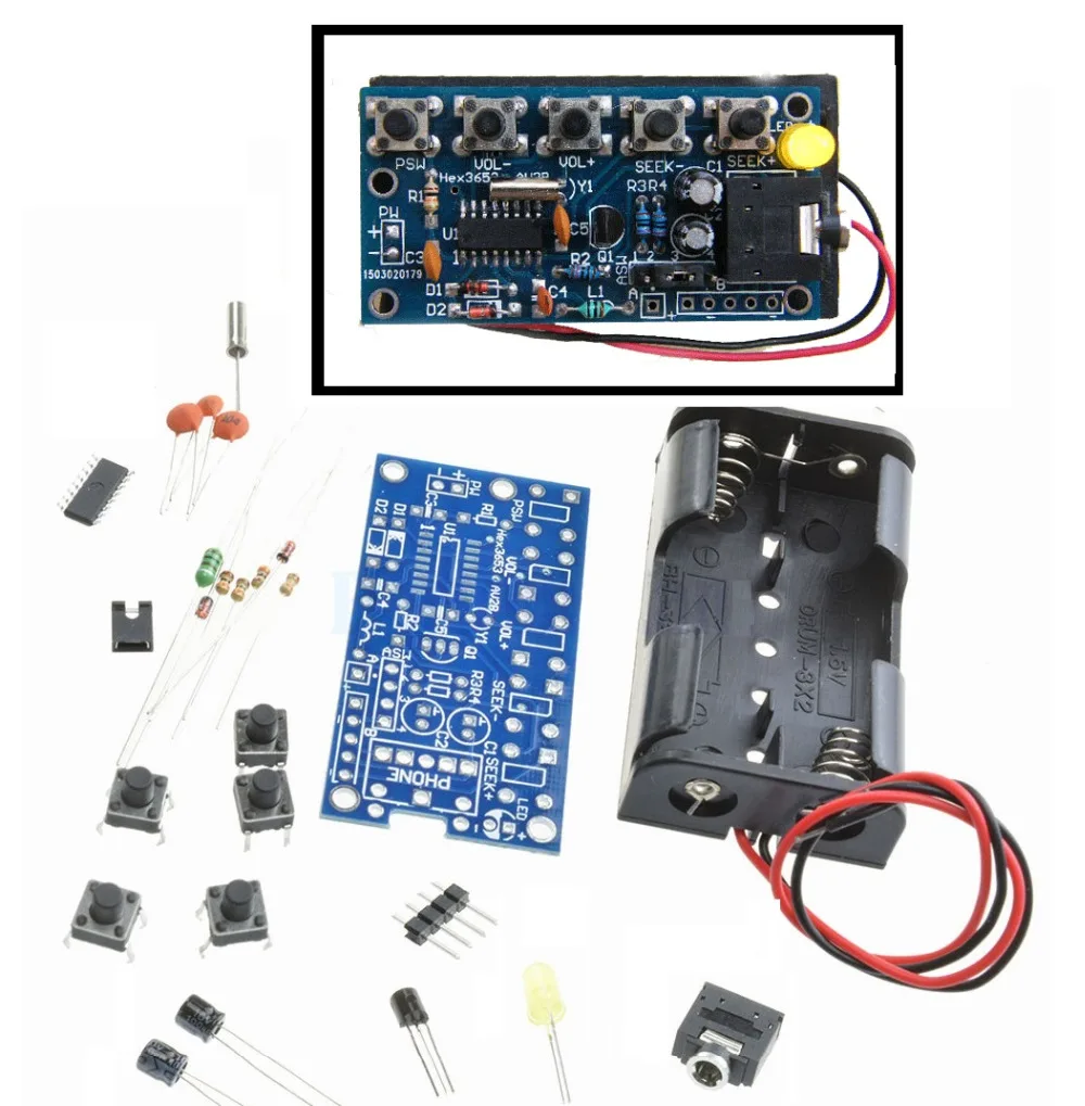 

Wireless Stereo FM Radio Receiver Module PCB DIY Electronic Kits 76MHz-108MHz