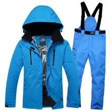 Мужской женский зимний лыжный костюм, Высококачественная Лыжная куртка и штаны, теплые водонепроницаемые ветрозащитные лыжные и сноубордические костюмы
