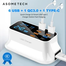 6 USB+ 1 QC3.0+ 1 USB зарядное устройство быстрое зарядное устройство 3,0 Настольный светодиодный дисплей для Android Iphone адаптер телефон планшет быстрая зарядка