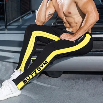 

New Lersure Tracksuit Bottoms Men Pants Cotton Sweatpants Jogger Striped Trousers Gym Running Sport Clothing