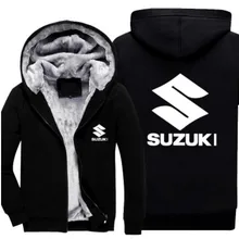 5XL размер зимняя куртка для мужчин утепленная молния с капюшоном Suzuki Толстовка Верхняя одежда теплое пальто куртка толстовки Топы