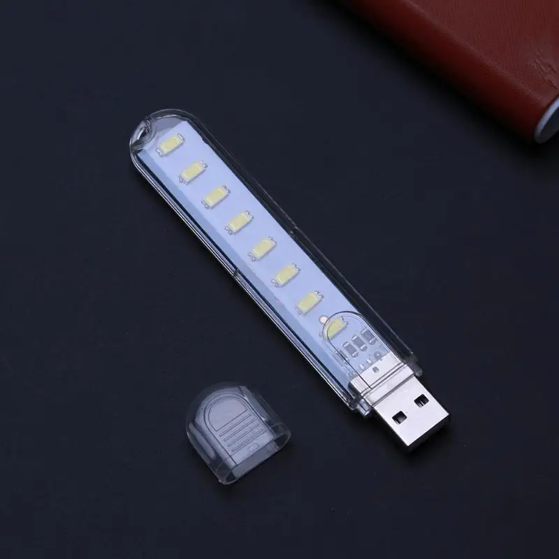 Chiclits 8 Led Night Light Mini 5V USB Book Light Computer Mobile Power USB Light WhiteWarm White (15)
