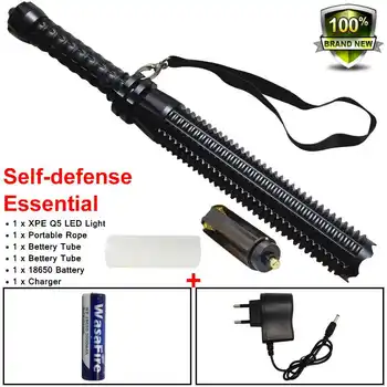 

Powerful Telescoping Q5 Led Flashlight Rechargeable Zoomable Torch Baton Self Defense Tactical Flashlight+ 18650 Battery+Charger