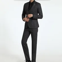 Tailor made wool men’s suits stylish wedding suits tuxedos high quality slim fit groom best man formal suits(jacket+vest+pants)