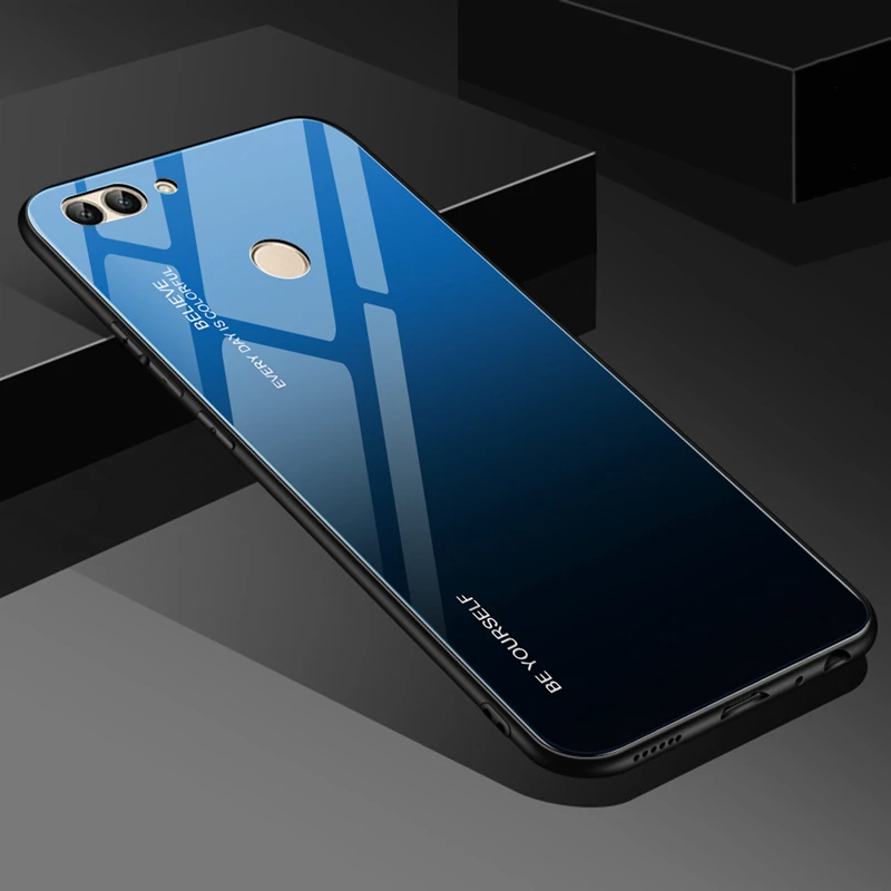 Роскошный градиентный чехол из закаленного стекла для huawei P Smart Z Y9 Prime чехол с мягкими краями для Honor 20 10i 20i 8X8 S 8A чехол из стекла - Цвет: 7