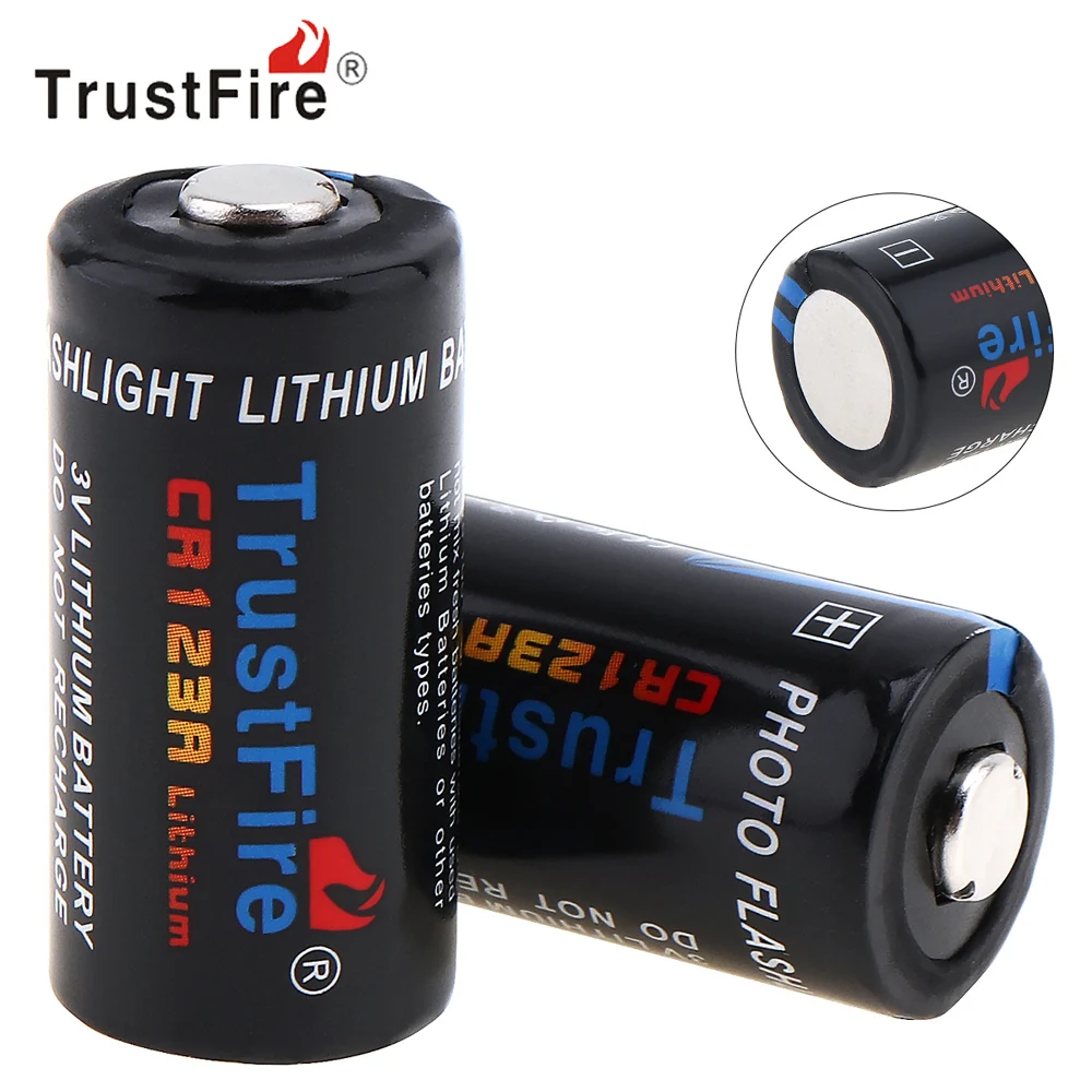 2 шт./лот TrustFire CR123A Батарея 3V 1400 мА/ч CR 123A литий с предохранительный клапан для
