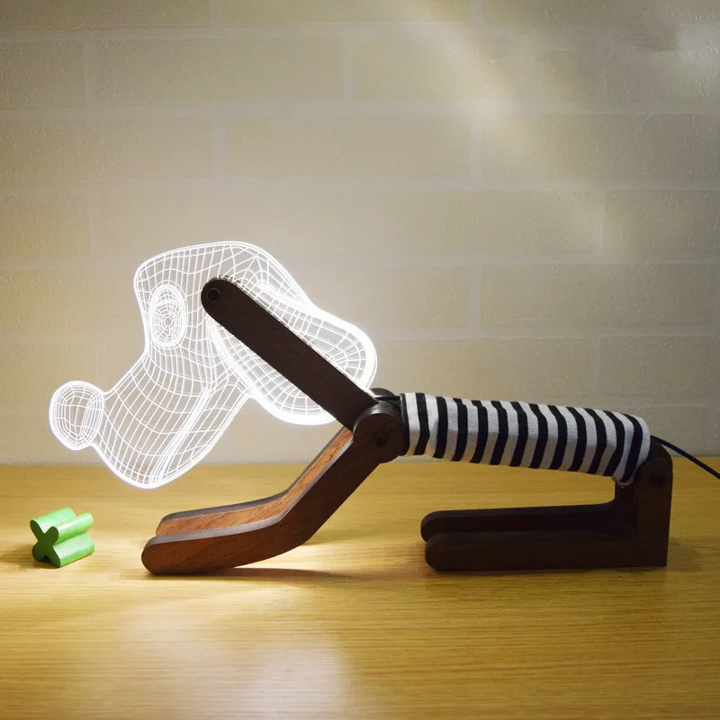 Usb приглушить 3d эффект Led Настольная лампа Дерево Поддержка акриловый абажур свет лампа для чтения в спальне с разъемом Usb подарки на день рождения - Цвет абажура: B Lamp