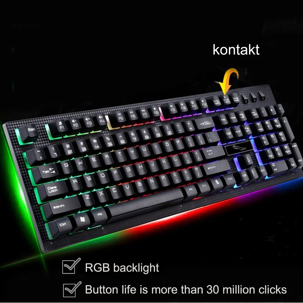 Vococal 104 клавиши USB Проводная светодиодный ная подсветка игровая клавиатура для ПК