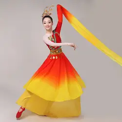 Китайский стиль hanfu классический женские танцевальные костюмы Новый стиль рукав танец марли Традиционный китайский танцевальный костюм