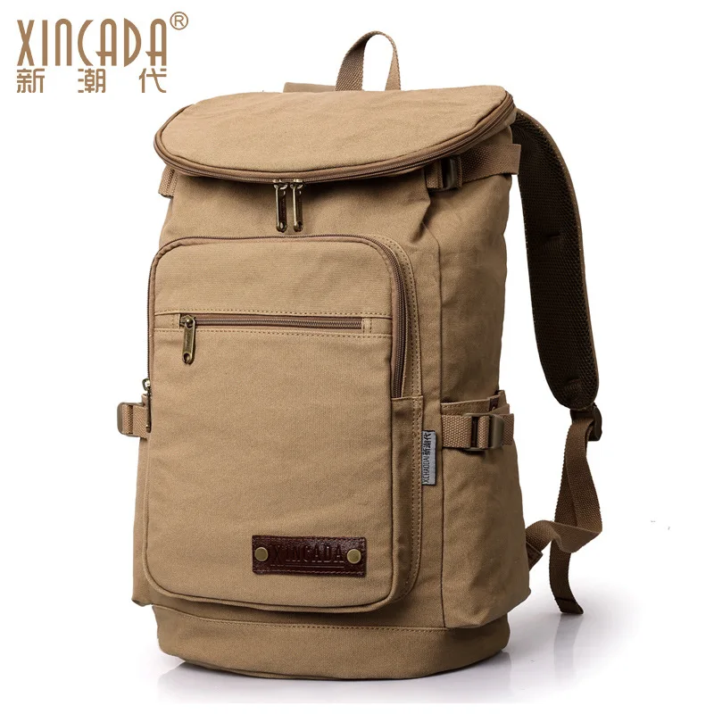 DDB36 Quality Large Capacity Canvas Men Backpack Travel Rucksack Heavy
