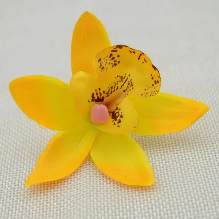 10 шт. дешевые шелковые цветы Цимбидиум искусственный цветок Свадебные цветы Бабочка Орхидея, искусственные цветы - Цвет: yellow