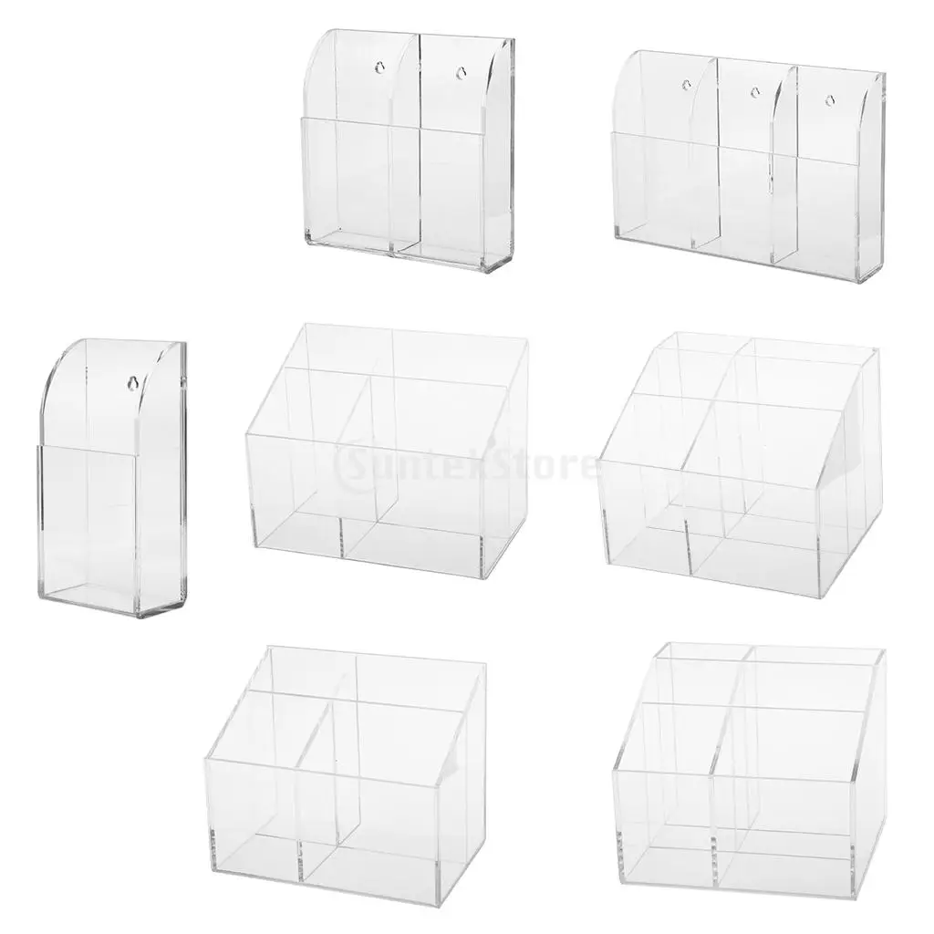

Hot 4mm Acrylic TV Air Remote Control Holder Case Wall Mount Storage Box 1/2/3/4/6 Grid Home Organization Rack