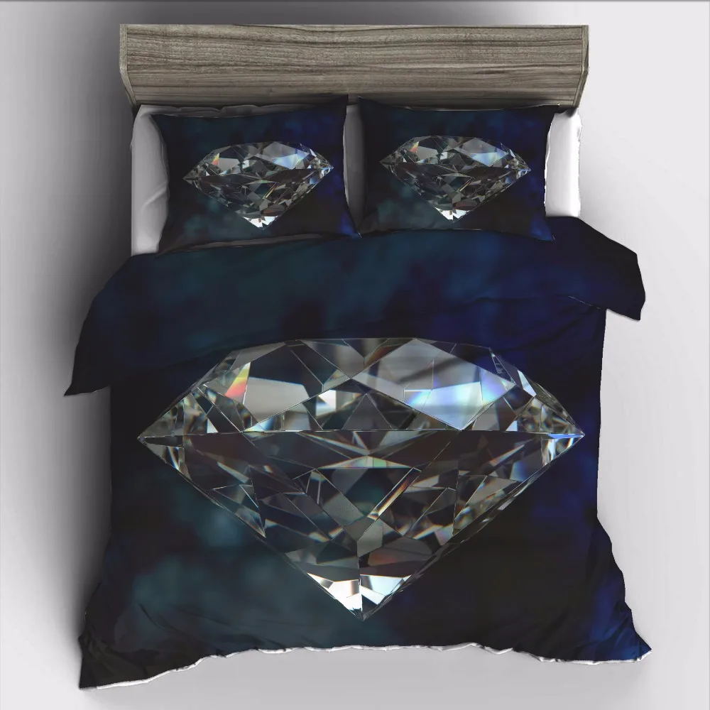 AHSNME Luxury Big Diamonds Bedding Set High definition Print Quilt