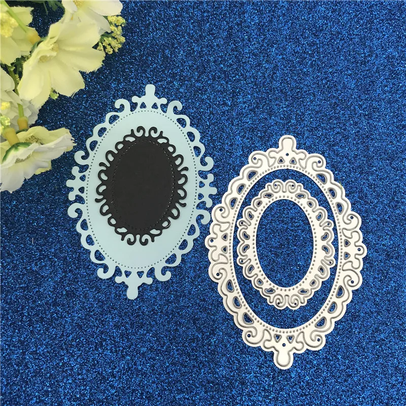 

Metal Cutting Dies 2pcs Oval Stencil for DIY Scrapbooking Album Embossing Paper Cards Decorative Crafts Die Cuts