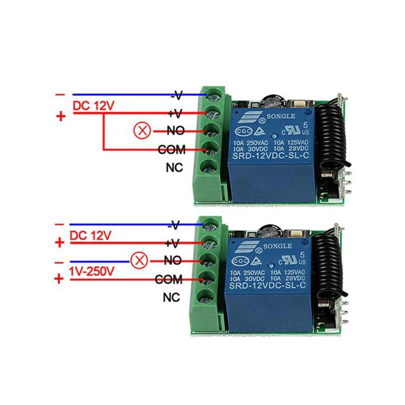 QIACHIP Универсальный Беспроводной DC 12 V 1 канал 433 MHz дистанционного Управление переключатель ВЧ реле Приемник 433 MHz передатчик и пуговицы модуль Diy Kit