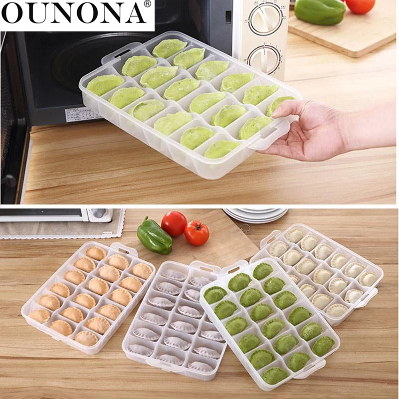 

OUNONA Storage Case Four Layers Portable Dumpling Box Container Holder Organizer for Refrigerator Fresh-keeping