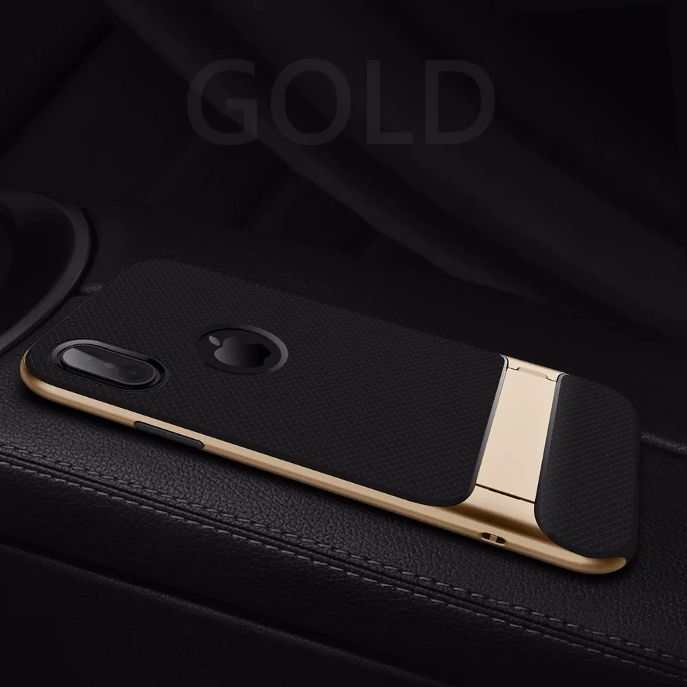 ROCK Hot чехол для телефона для iPhone X, защитный чехол, серия Royce, чехол на заднюю панель для iPhone X 5,8 дюймов, чехол с подставкой