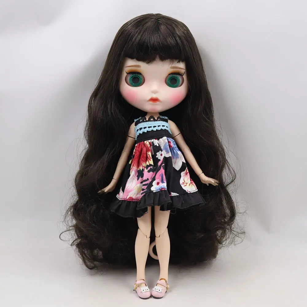 Кукла Blyth 1/6 bjd белая кожа суставное тело Фея черные мягкие длинные прямые волосы Новые матовые лицо с бровями блеск для губ ледяной sd игрушка