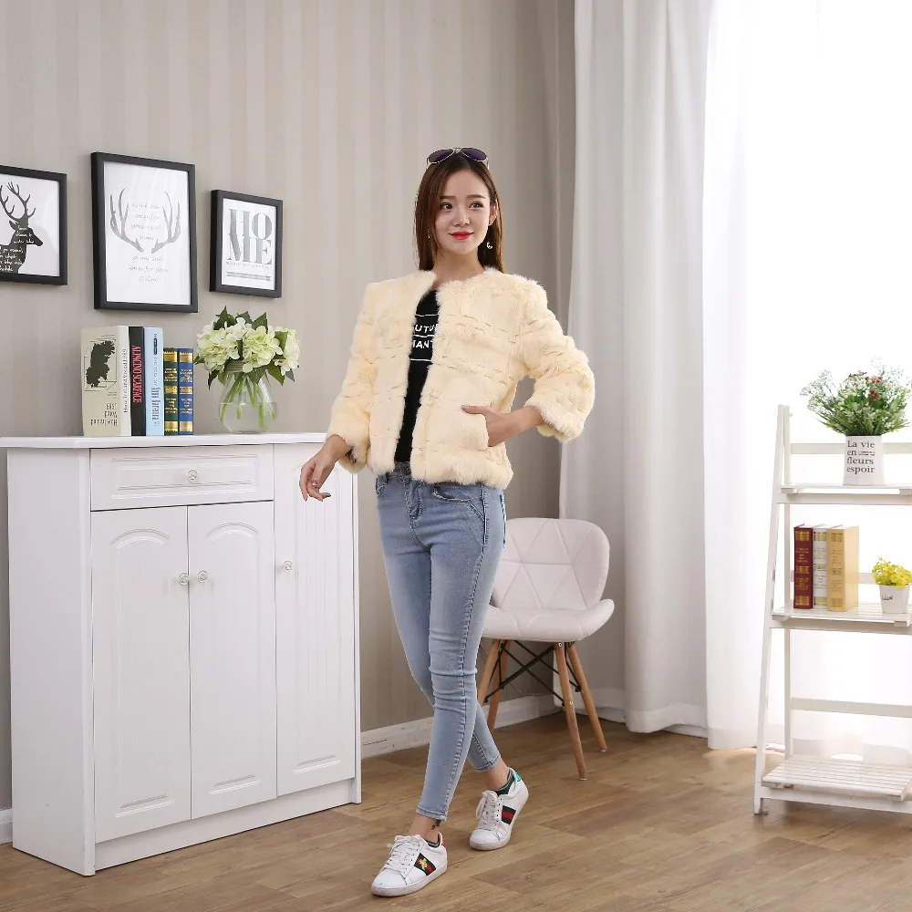 New fashion fur coat pure natural rabbit fur short coat mink coat