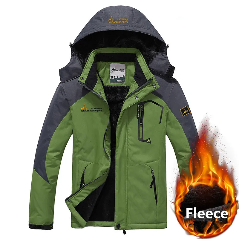 Зимняя зимняя куртка мужская водонепроницаемая защищающие от ветра толстые теплые парки пальто с капюшоном плюс Размер 6XL Военная теплая флисовая куртка пальто - Цвет: Армейский зеленый