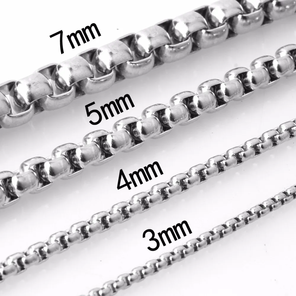 

2/3/4/5/7mm Wide Polishing Silver Color Stainless Steel Box Link Chain Necklace 16-40 Inches Long Free Choose Men's Jewelry