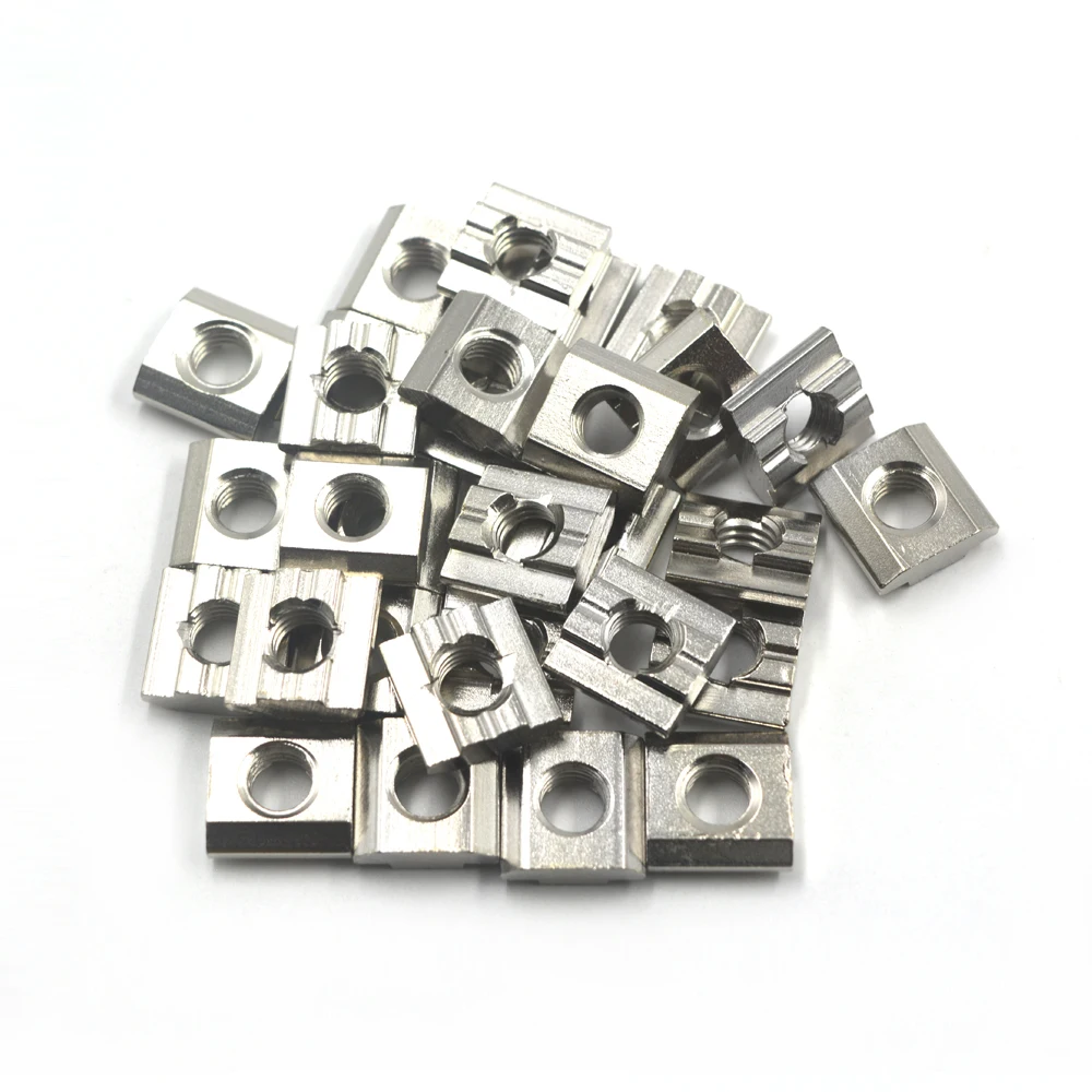 

Silver European Standard 30 Series Aluminum Slot Carbon Steel Half Round Roll In Sliding T Slot Nut with M8 Thread Pack of 30