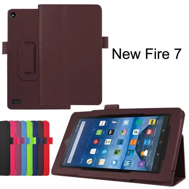 Кожаный смарт чехол с подставкой для нового kindle fire 7 2015 "para электронной книги s