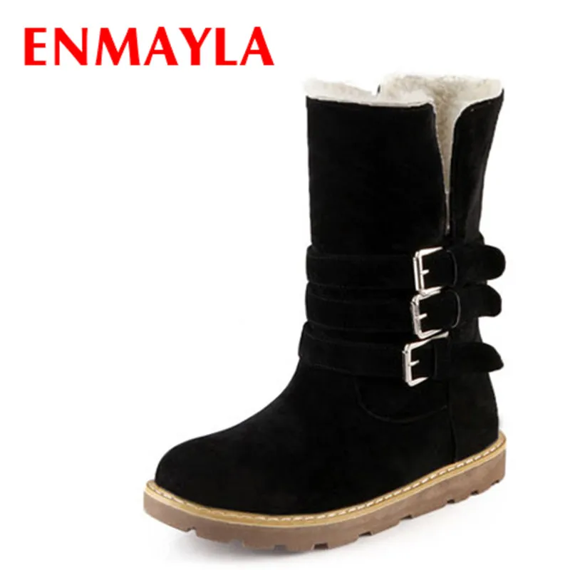 ENMAYLA/Новые полусапожки на плоской подошве женские красивые зимние ботинки