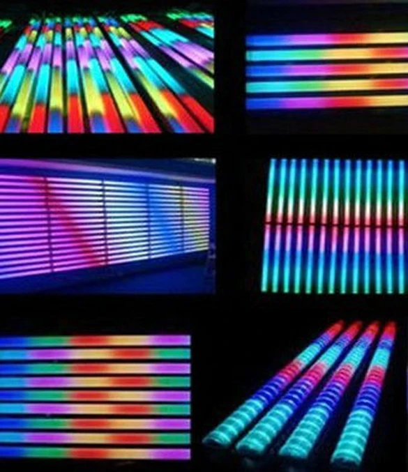 50 шт./лот светодиодная цифровая трубка RGB Led ламповый светильник 6 пикселей 12 Вт Светодиодная трубка 8 пикселей для украшения зданий+ адаптер питания+ contro