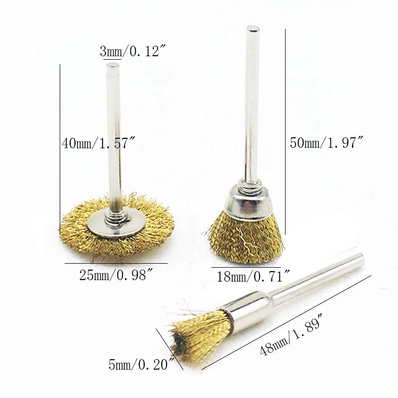 YEODA 9 шт./компл. Чистая латунная щетка щетки колеса провода шлифовальный станок Электрический инструмент для гравера удаления ржавчины кисть для полировки
