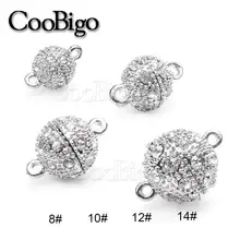 Fermoirs magnétiques en strass en métal, boule ronde, résultats de bijoux, bricolage, collier, Bracelet, accessoires cadeau, argent, vente en gros
