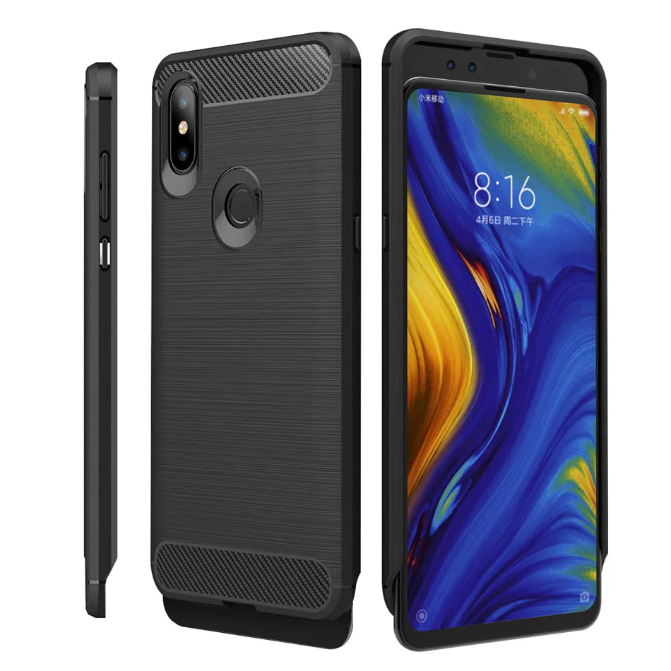Carbon Fiber Texture TPU Silicone bumper case for xiaomi Mi Mix 3 case