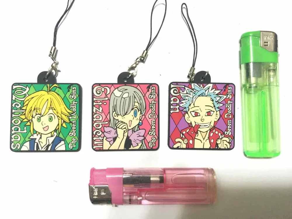 G362-2 6pcslot Original Japanese anime figure The Seven Deadly Sins rubber Silicone sweet smell mobile phone charms keychain strap