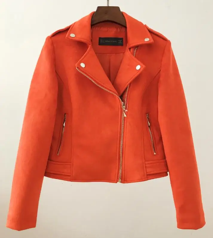 Осень из искусственной замши Для женщин s мотоциклетная куртка Искусственная кожа куртка Для женщин байкерская куртка красного цвета из искусственной кожи пальто 10 цветов замшевые