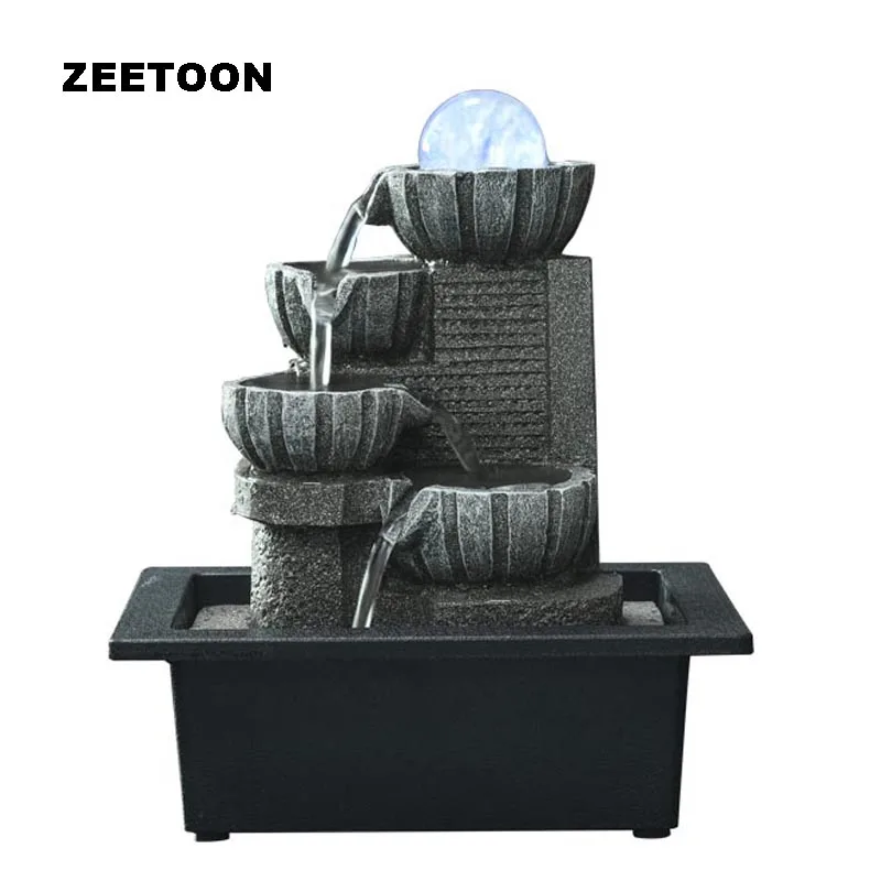 110V-220V Modern Mini Fountain Air Humidifier Feng Shui Water Features Lucky LED Crystal Ball Tabletop Ornaments Business Gift | Дом и сад