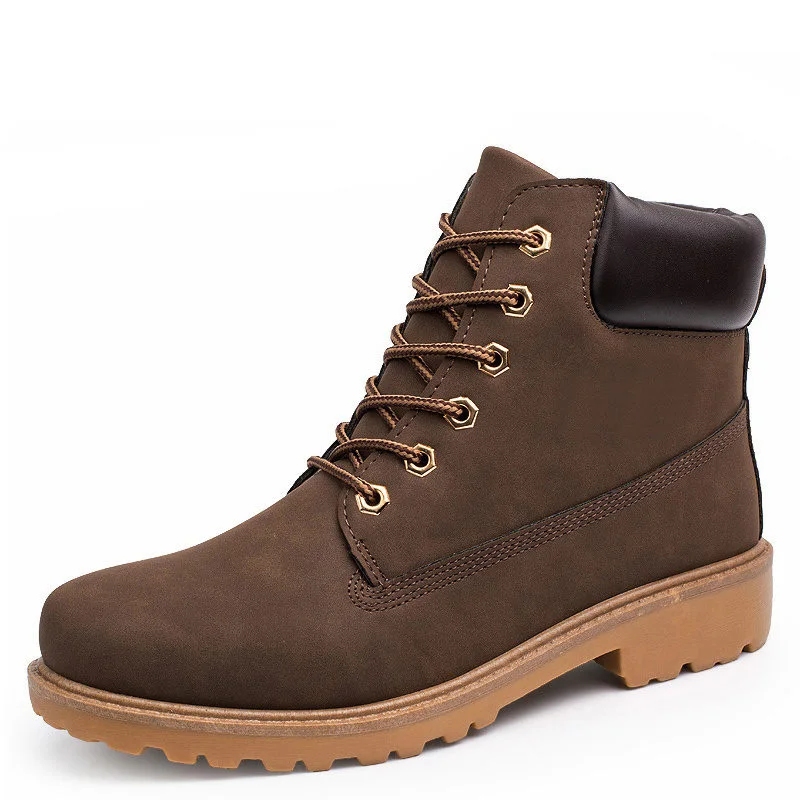Модные мужские ботинки; сезон осень-зима; кожаные ботинки; мужские уличные Водонепроницаемые зимние ботинки; резиновые полусапоги для отдыха; Мужская обувь в стиле ретро - Цвет: Brown Boots